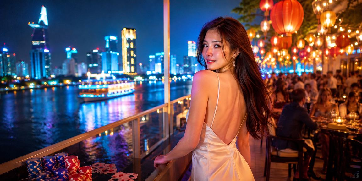 Địa điểm đông đúc trải nghiệm game tại thành phố Hồ Chí Minh về đêm